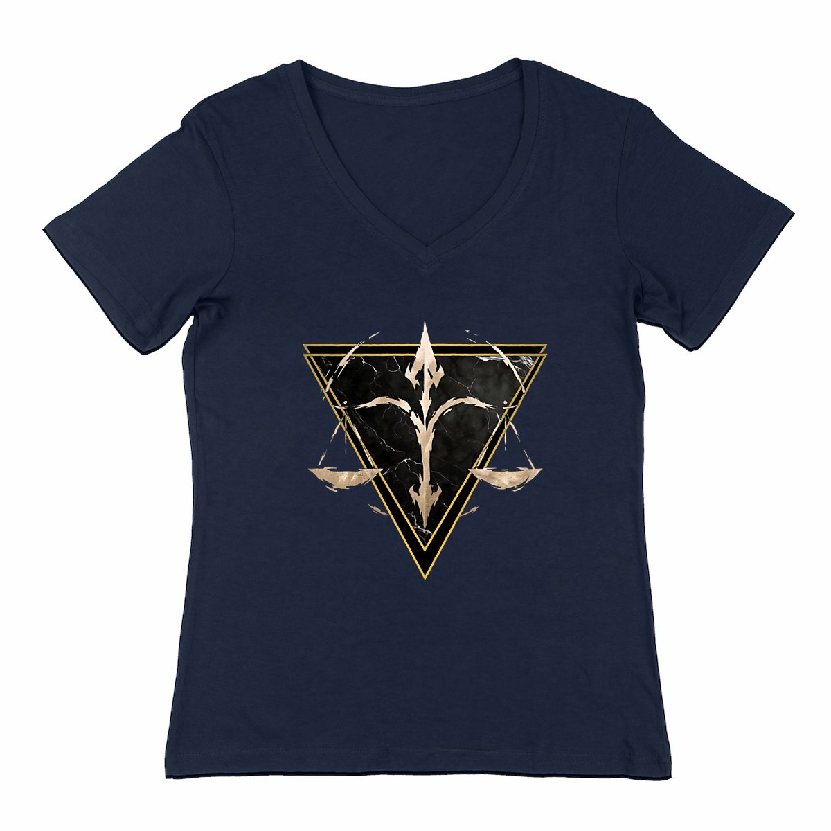Image front T-shirt Col V Femme Balance Coton Bio - Style Ethnique Élément Air