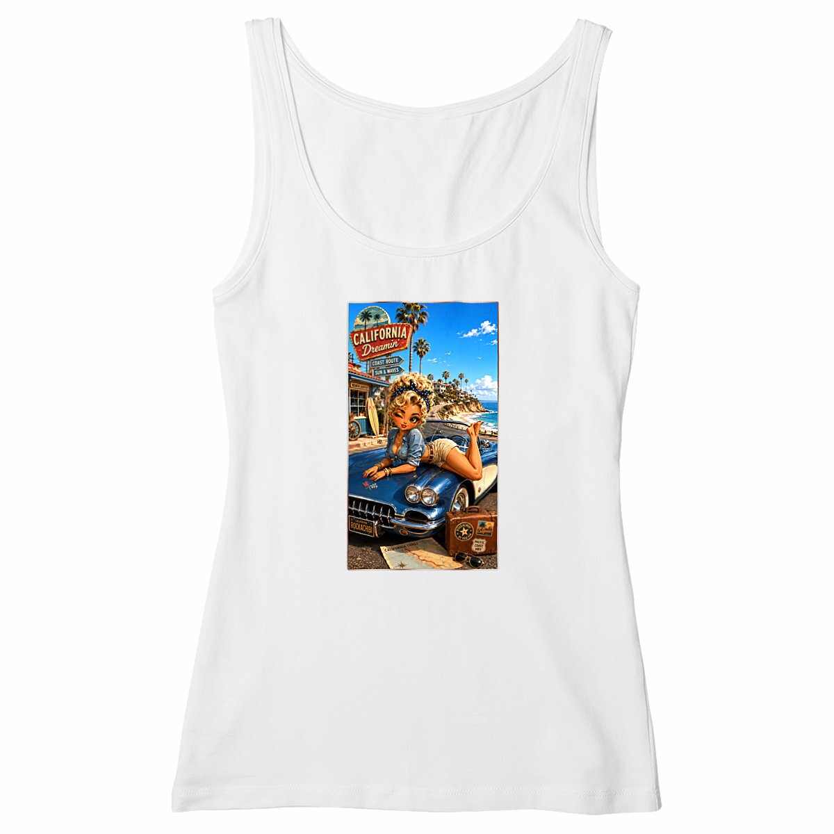 Image front T-shirt Col V Femme Vintage Crystal - Rockachibi