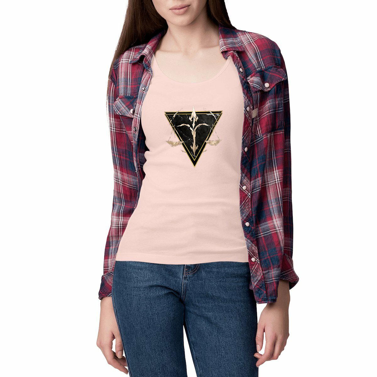 Image front Débardeur Cintré Femme Balance Coton Bio - Haut Style Ethnique Élément Air