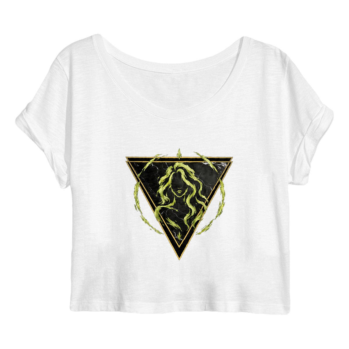 Image front Crop Top Femme Vierge en Coton Bio - Style Ethnique Élément Terre