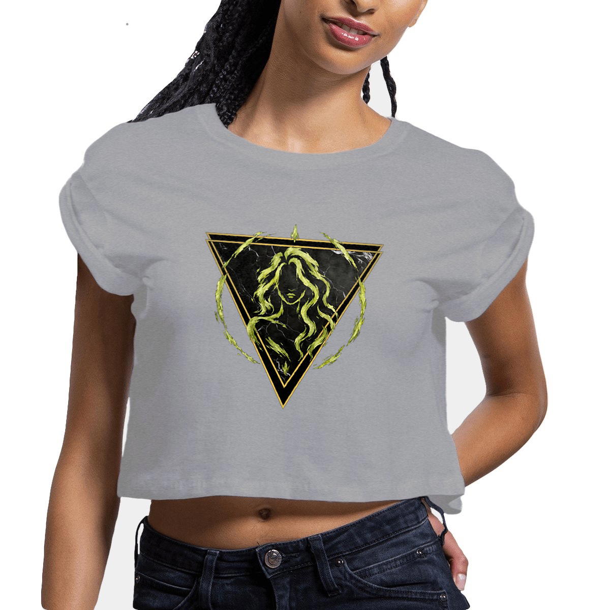 Image front Crop Top Femme Vierge en Coton Bio - Style Ethnique Élément Terre