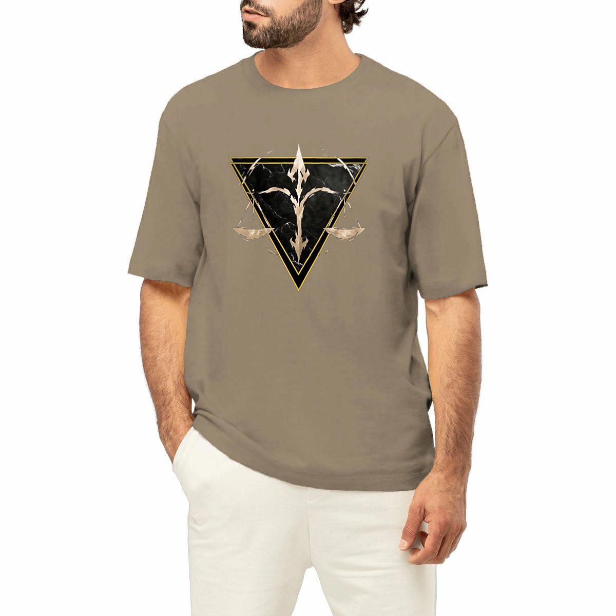 Image front T-shirt Oversized Unisexe Balance Coton Bio - Style Ethnique Élément Air