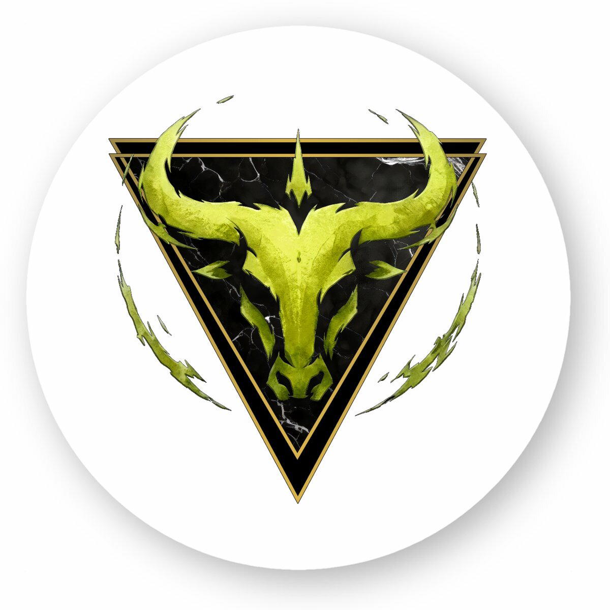 Image front Sticker Rond Taureau Style Ethnique - Autocollant Astrologie Élément Terre