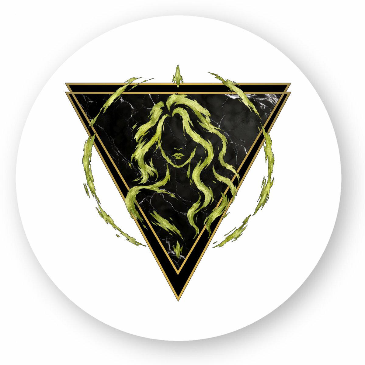 Image front Sticker Rond Vierge Style Ethnique - Autocollant Astrologie Élément Terre