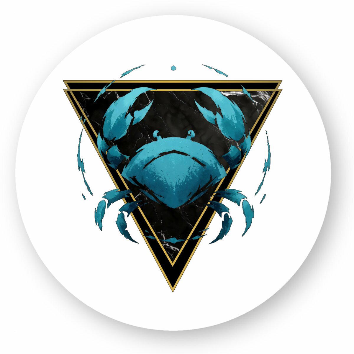 Image front Sticker Rond Cancer Style Ethnique - Autocollant Astrologie Élément Eau