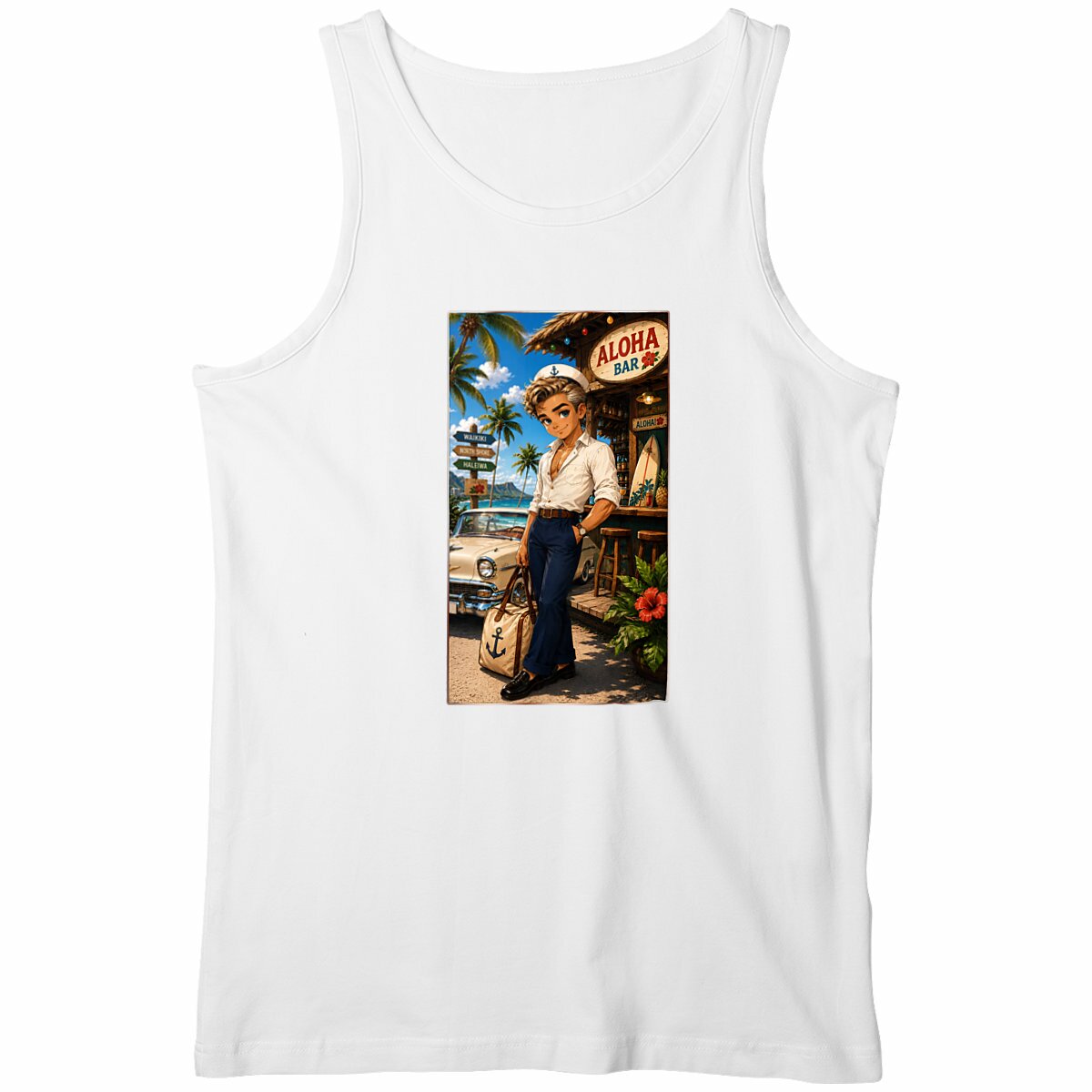 Image front Débardeur Homme Surf Vintage Bruce Aloha Bar - Rockachibi