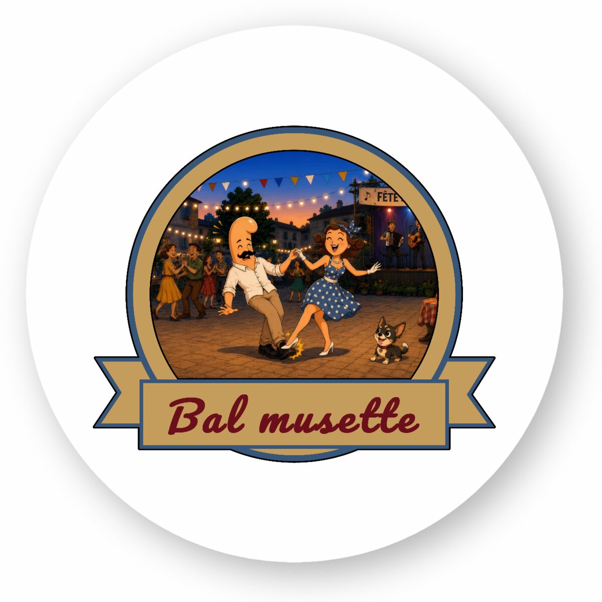 Image front Débardeur cintré femme pin-up Kek et Ina au bal musette