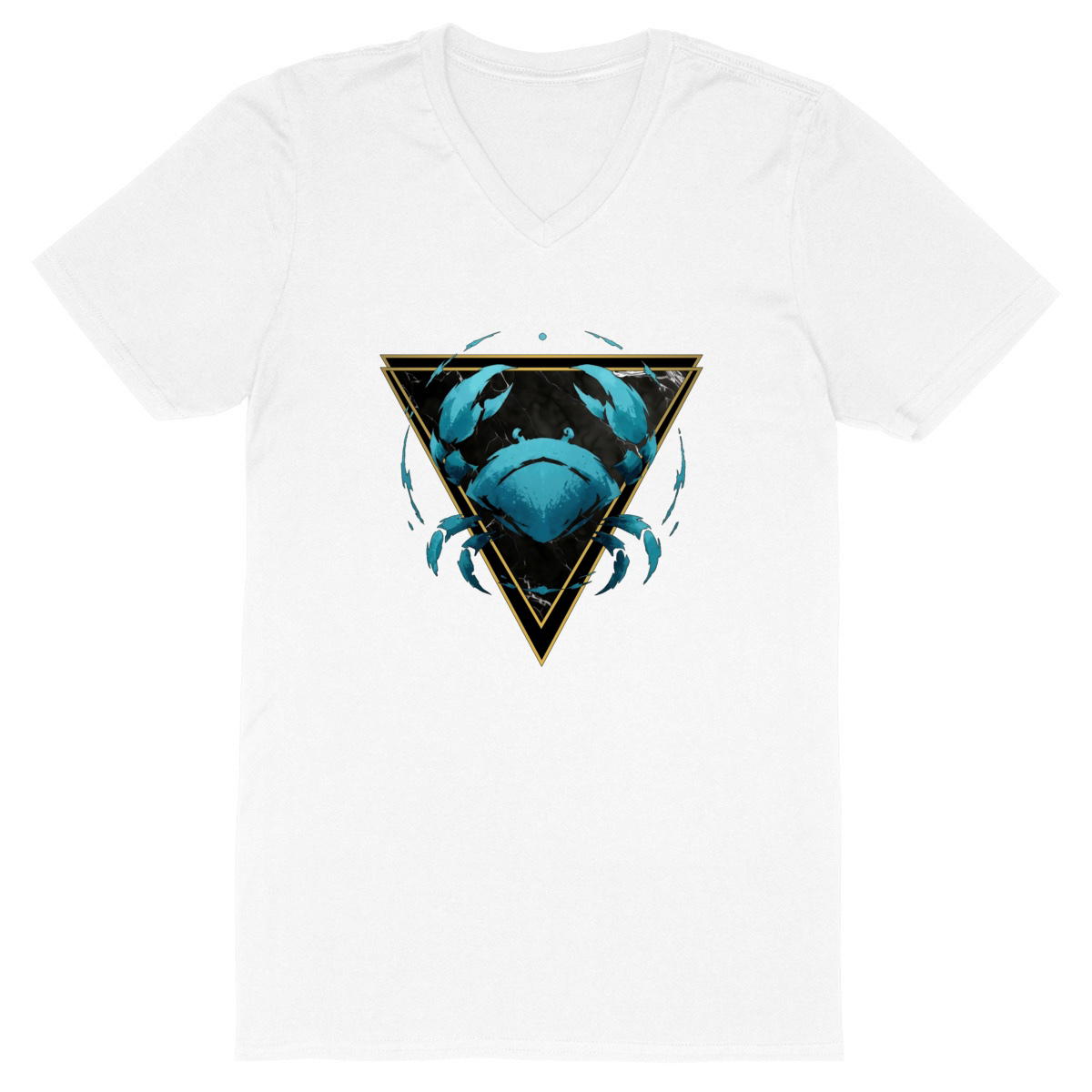 Image front T-shirt Col V Homme Cancer Coton Bio - Style Ethnique Élément Eau