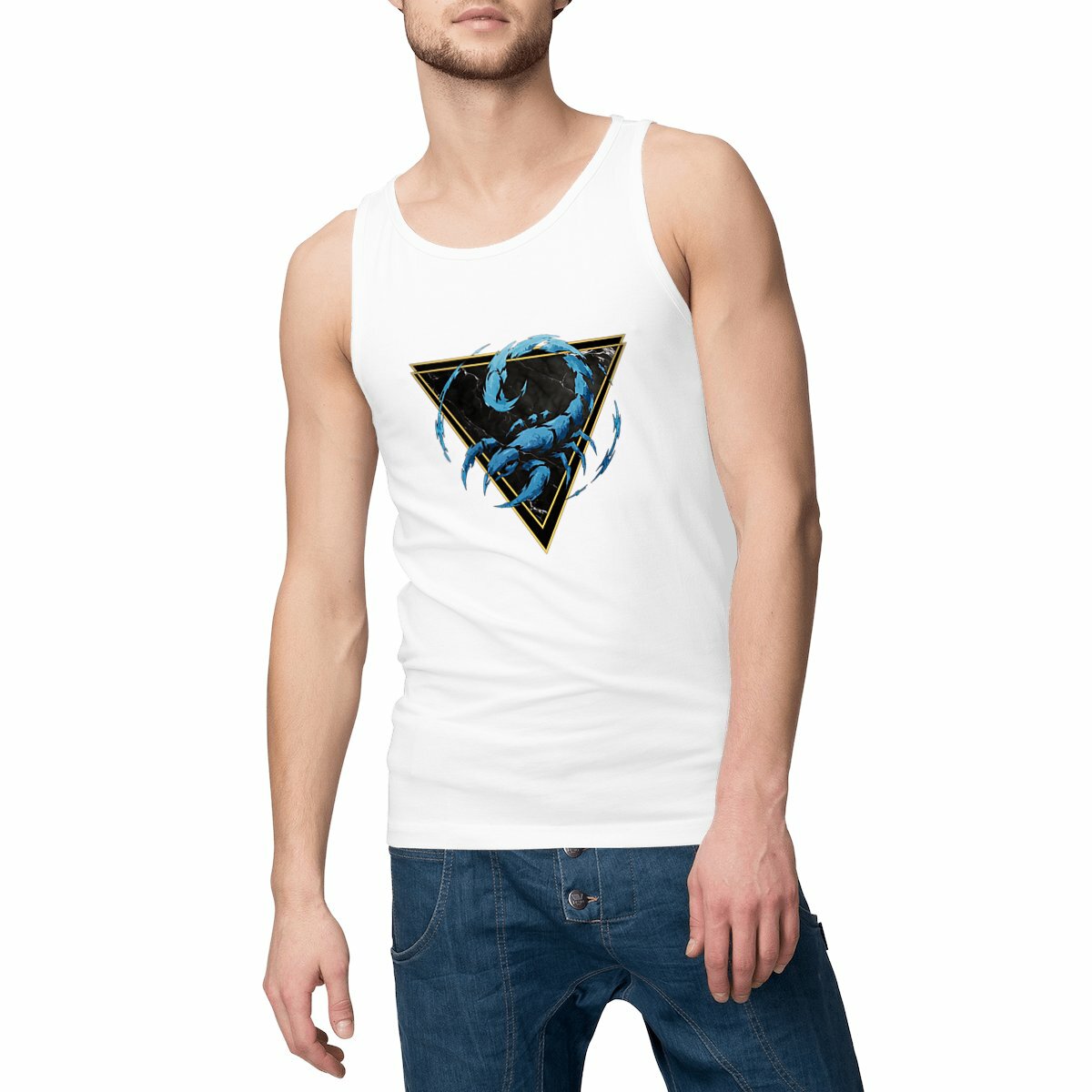 Image front Débardeur Homme Scorpion en Coton Bio - Haut Style Ethnique Élément Eau