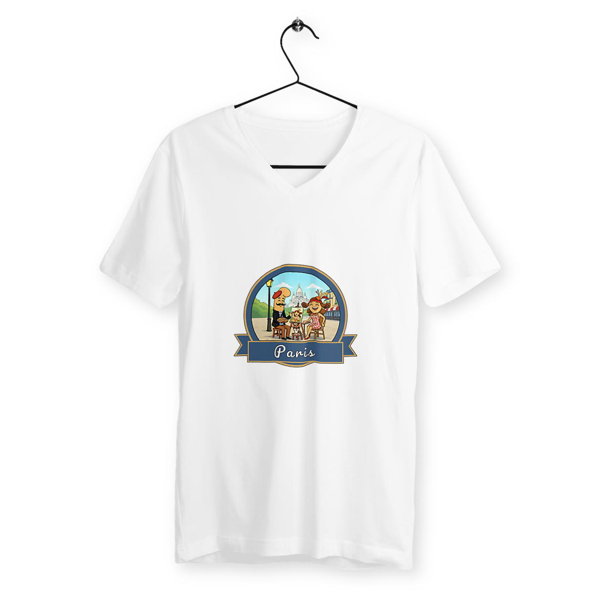 T-shirt homme col V "Kékette et Vagina à Paris-Montmartre"