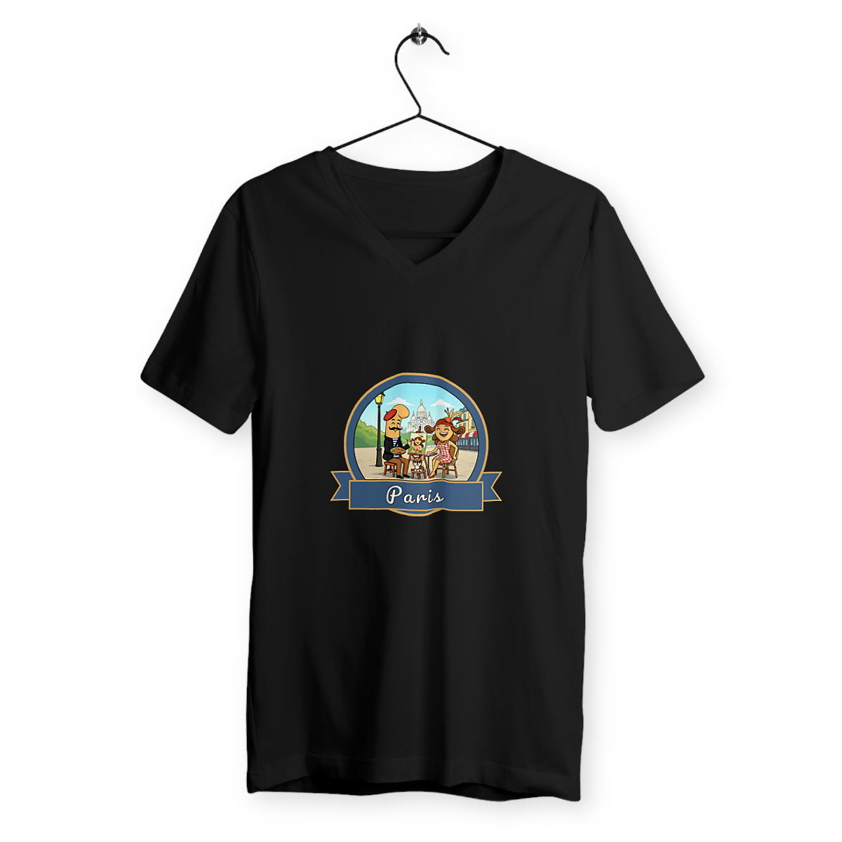 T-shirt homme col V "Kékette et Vagina à Paris-Montmartre" - Image