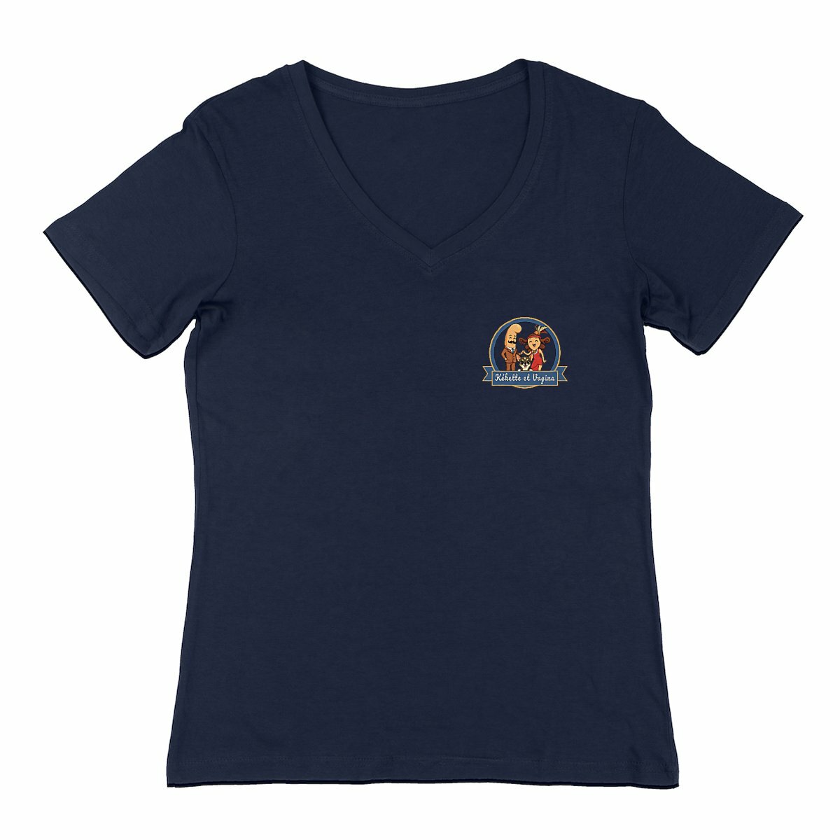 T-shirt Femme Col V "Kékette et Vagina dans Les Alpes' - Image