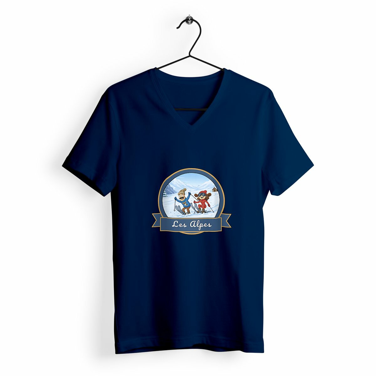 T-shirt Femme Col V "Kékette et Vagina dans Les Alpes'