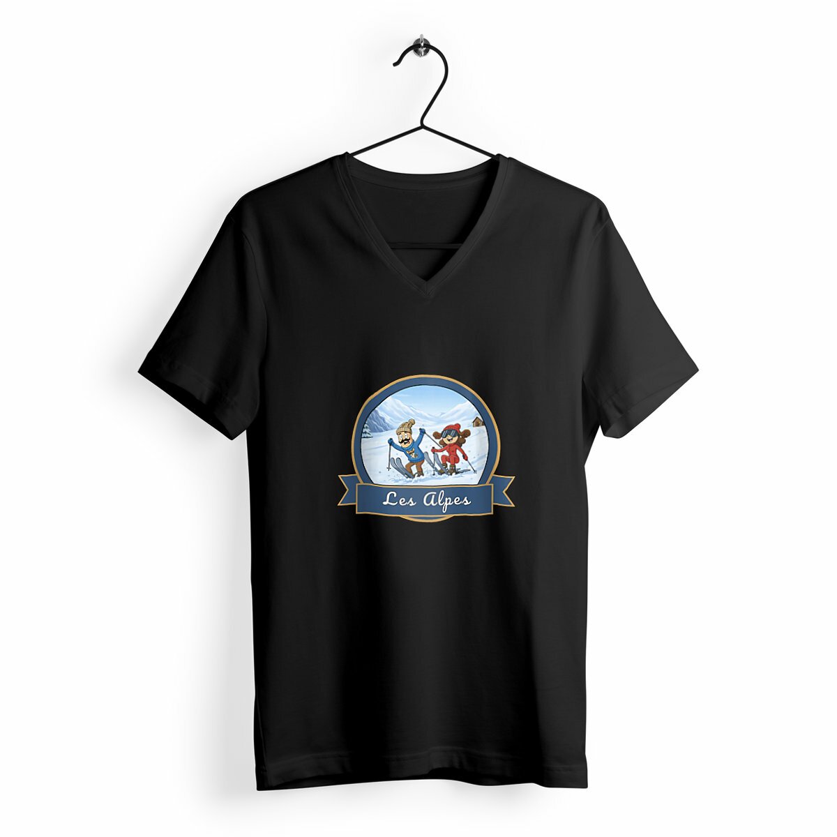 T-shirt Femme Col V "Kékette et Vagina dans Les Alpes' - Image