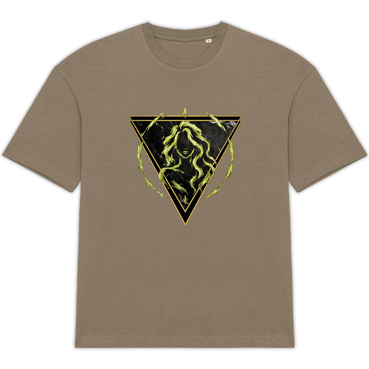 Image front T-shirt Oversized Unisexe Vierge Coton Bio - Style Ethnique Élément Terre