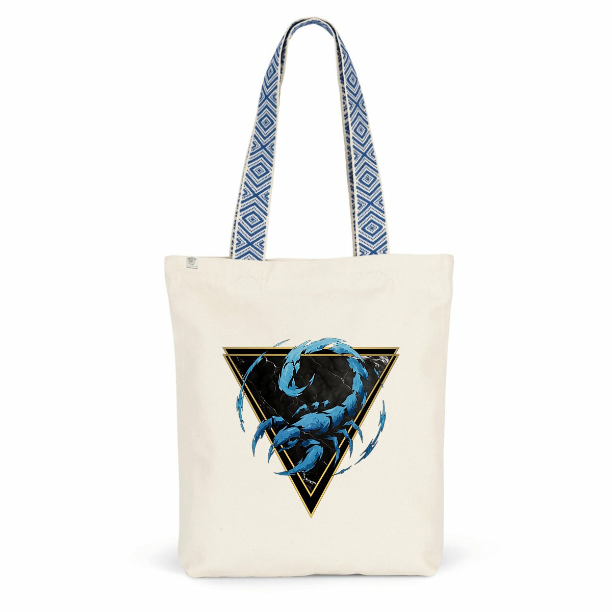 Image front Totebag Scorpion en Coton Bio - Sac en Toile Style Ethnique Élément Eau