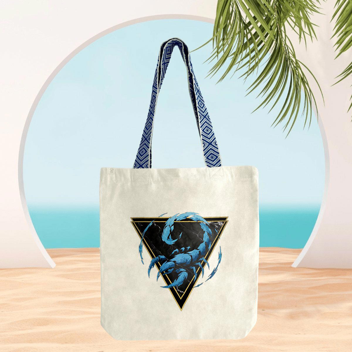 Image front Totebag Scorpion en Coton Bio - Sac en Toile Style Ethnique Élément Eau