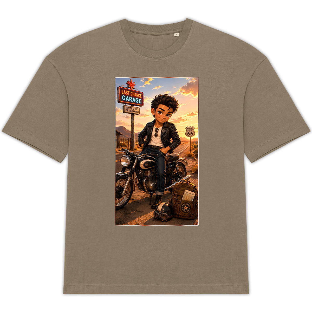 Image front T-shirt Oversize Unisexe Vintage Biker Steven - Rockachibi