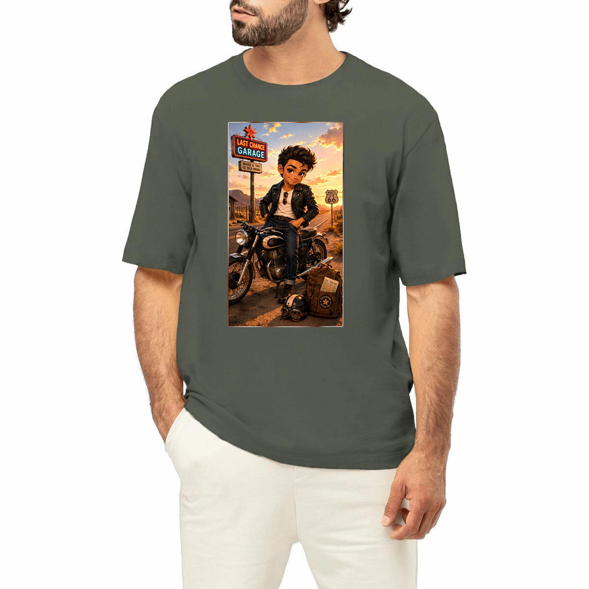 Image front T-shirt Oversize Unisexe Vintage Biker Steven - Rockachibi