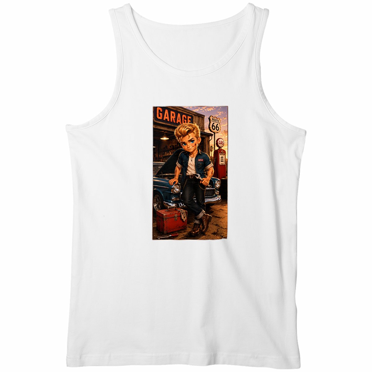 Image front Débardeur Homme Kustom Kulture Dean Garage - Rockachibi