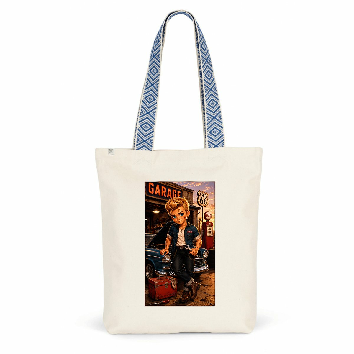 Image front Tote Bag Vintage Cambouis Garage Dean - Rockachibi