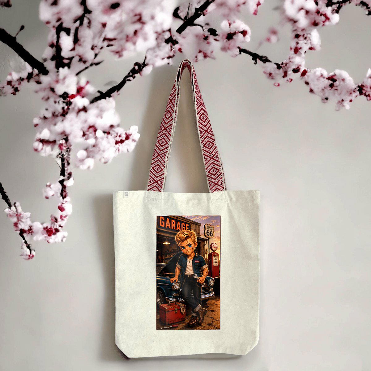 Image front Tote Bag Vintage Cambouis Garage Dean - Rockachibi