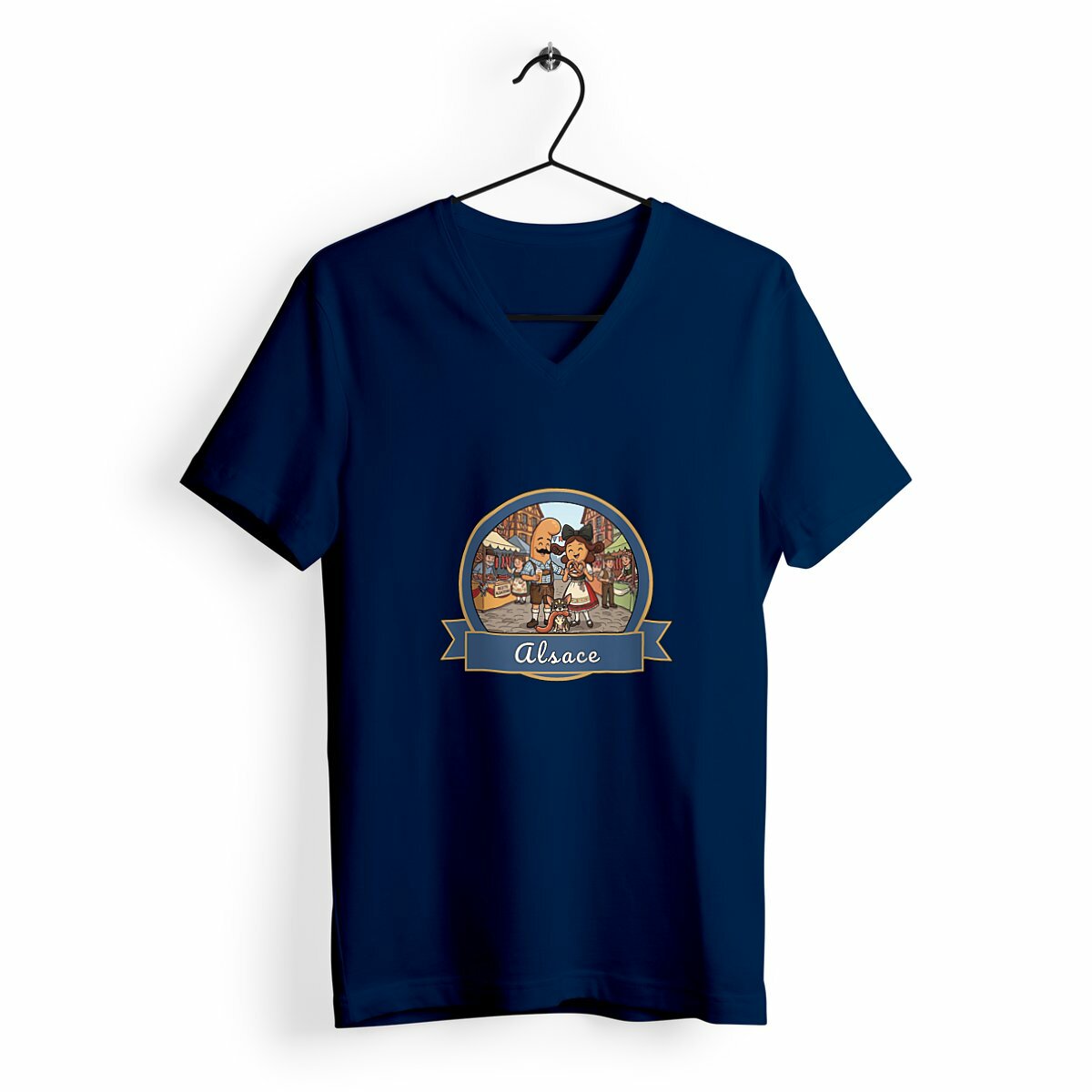 T-shirt Femme Col V "Kékette et Vagina en Alsace"