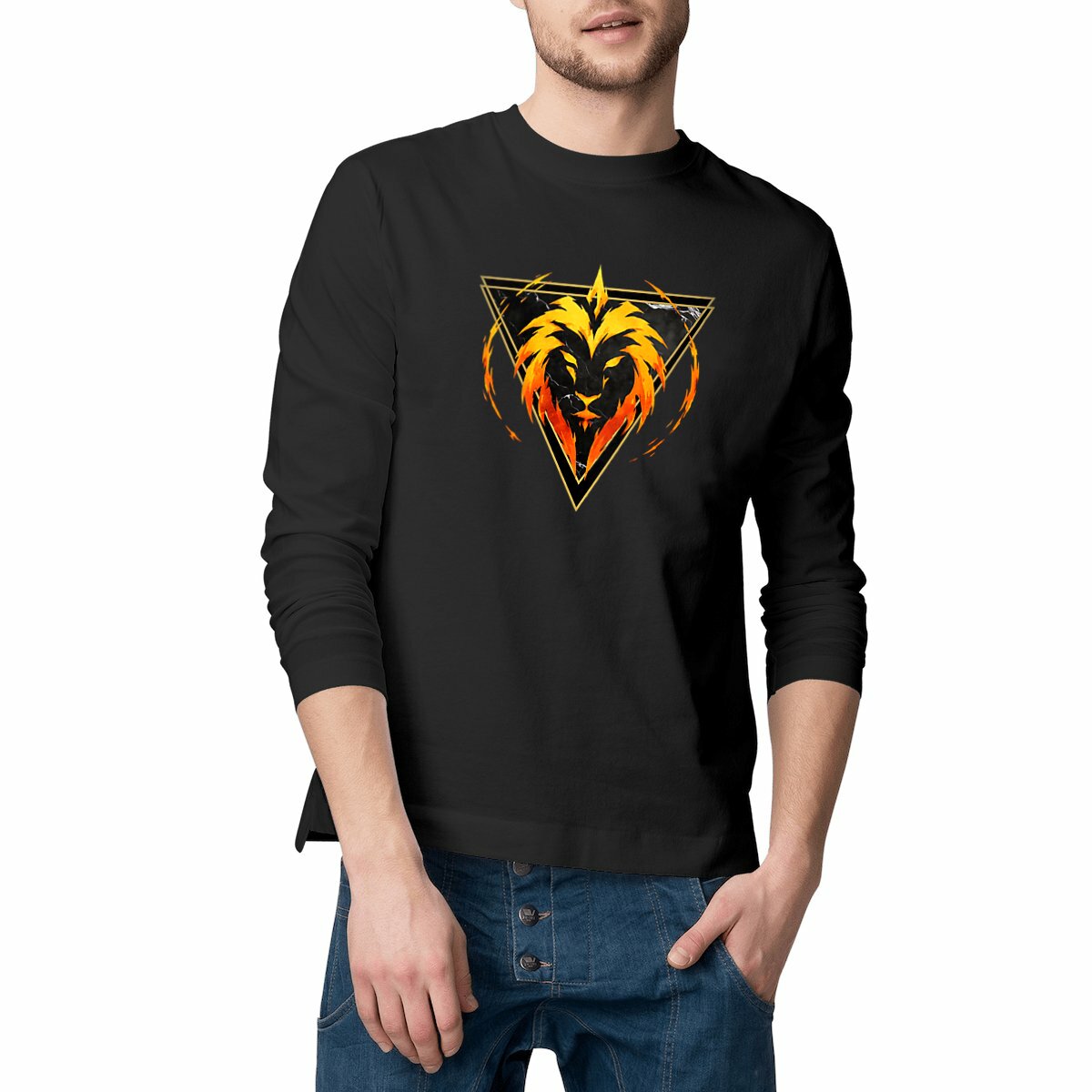T-shirt Homme classique manches longues - Lion du Zodiaque par Kek-Ina