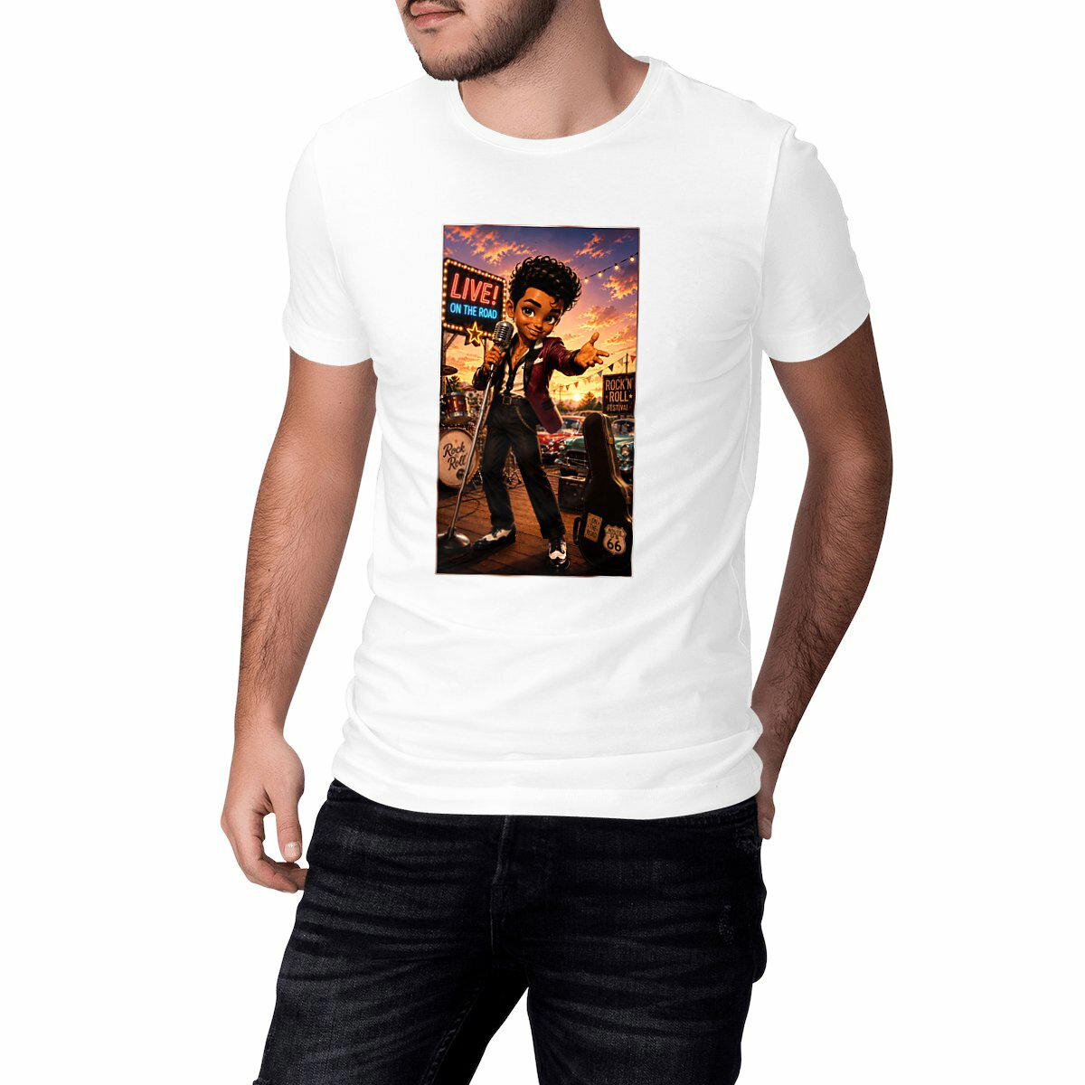 Image front T-shirt classique Unisexe Rockabilly Bobby Rock'n'Roll Festival - Rockachibi