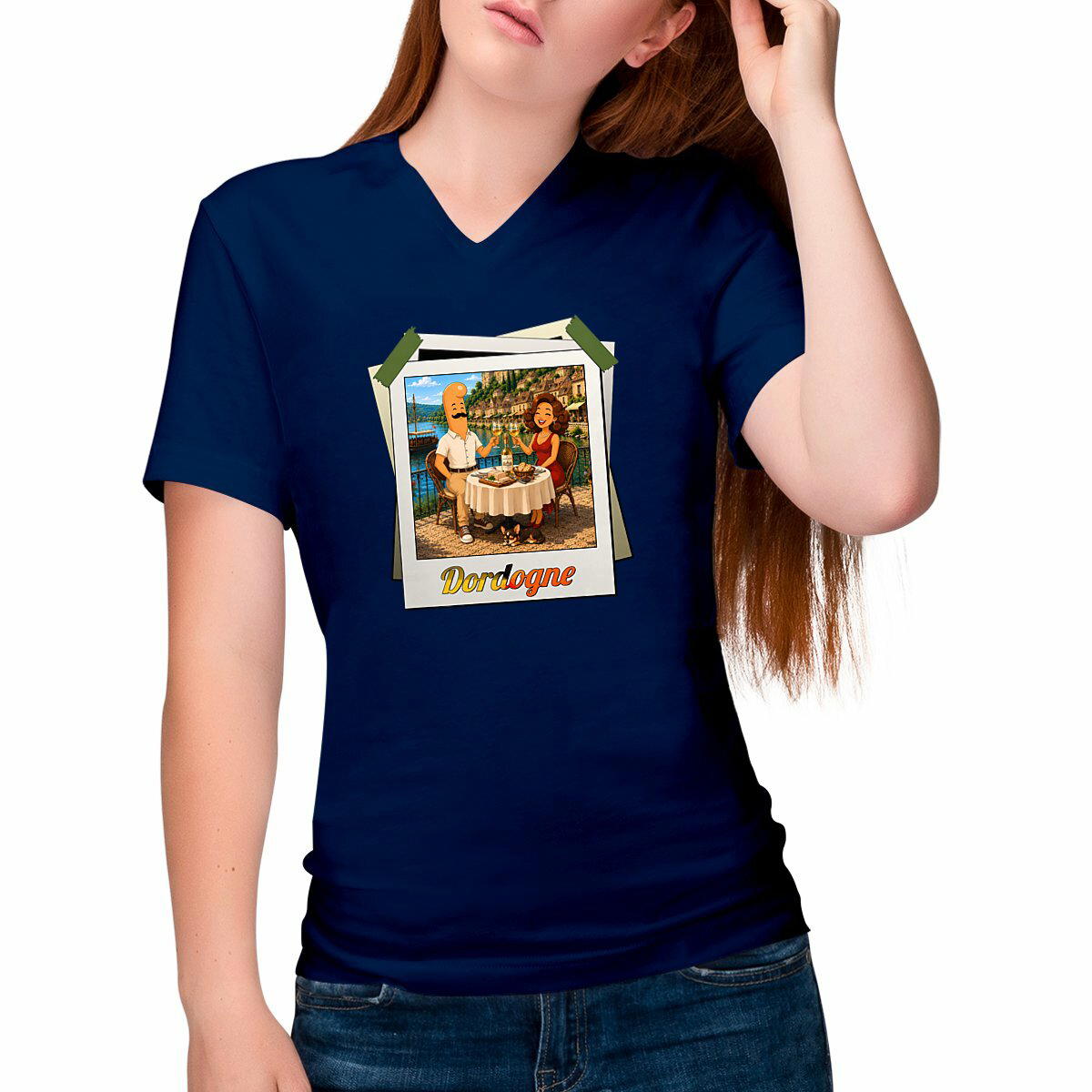 T-shirt Femme Col V Dordogne – Coton Bio Premium | Kek & Ina