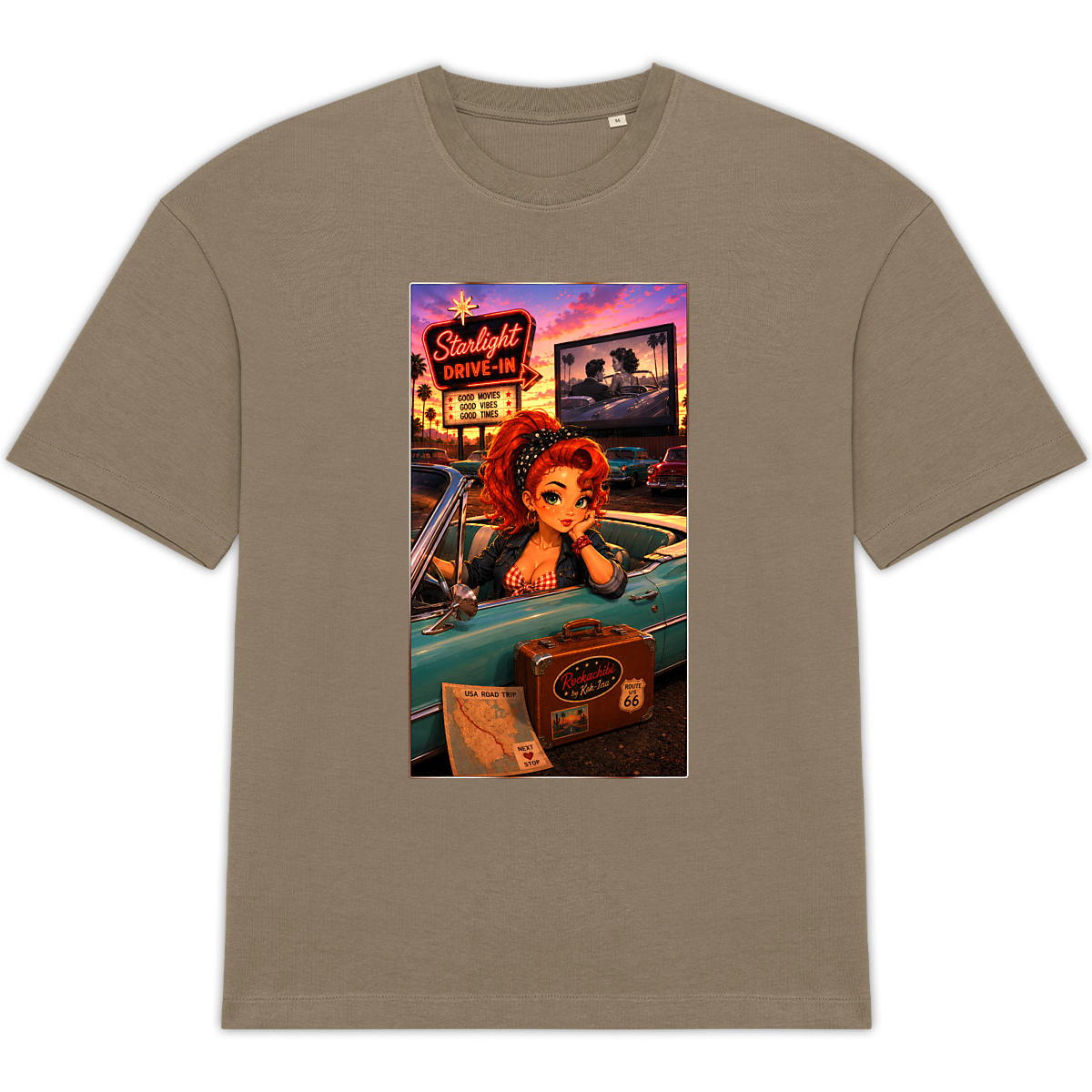 Image front T-shirt Oversize Unisexe Vintage Drive-In Ginger - Rockachibi