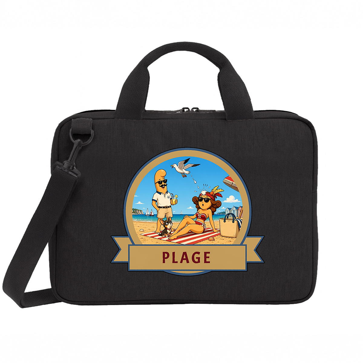 Sac pour ordinateur portable Kékette et Vagina à la plage - Image