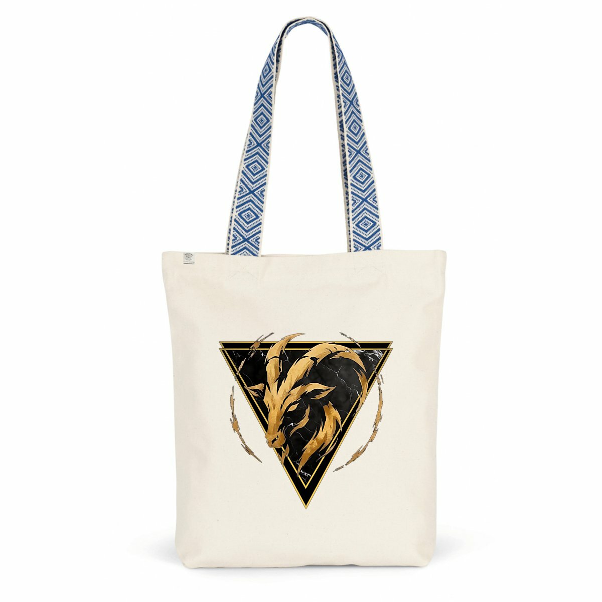 Image front Totebag Capricorne en Coton Bio - Sac en Toile Style Ethnique Élément Terre