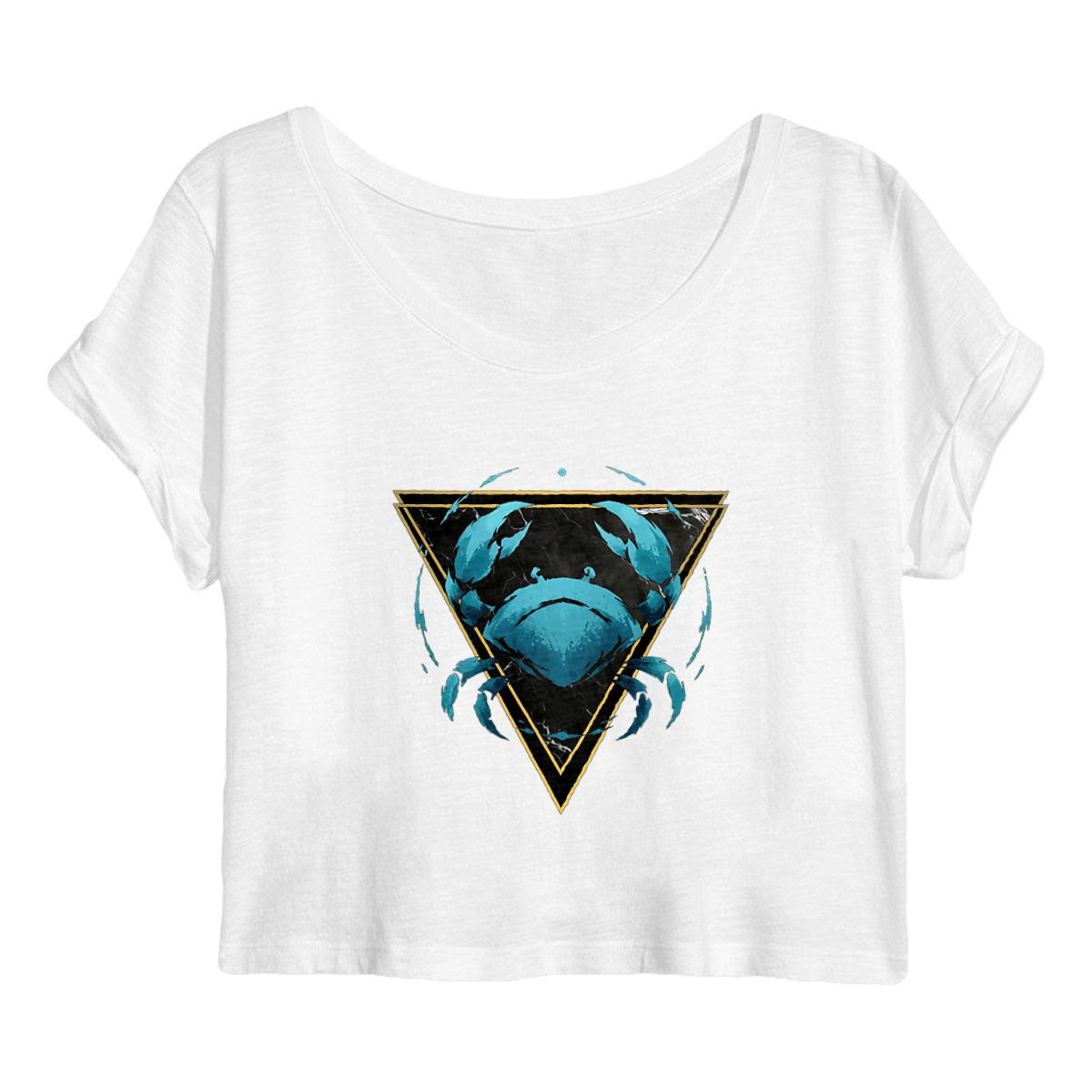 Image front Crop Top Femme Cancer en Coton Bio - Style Ethnique Élément Eau