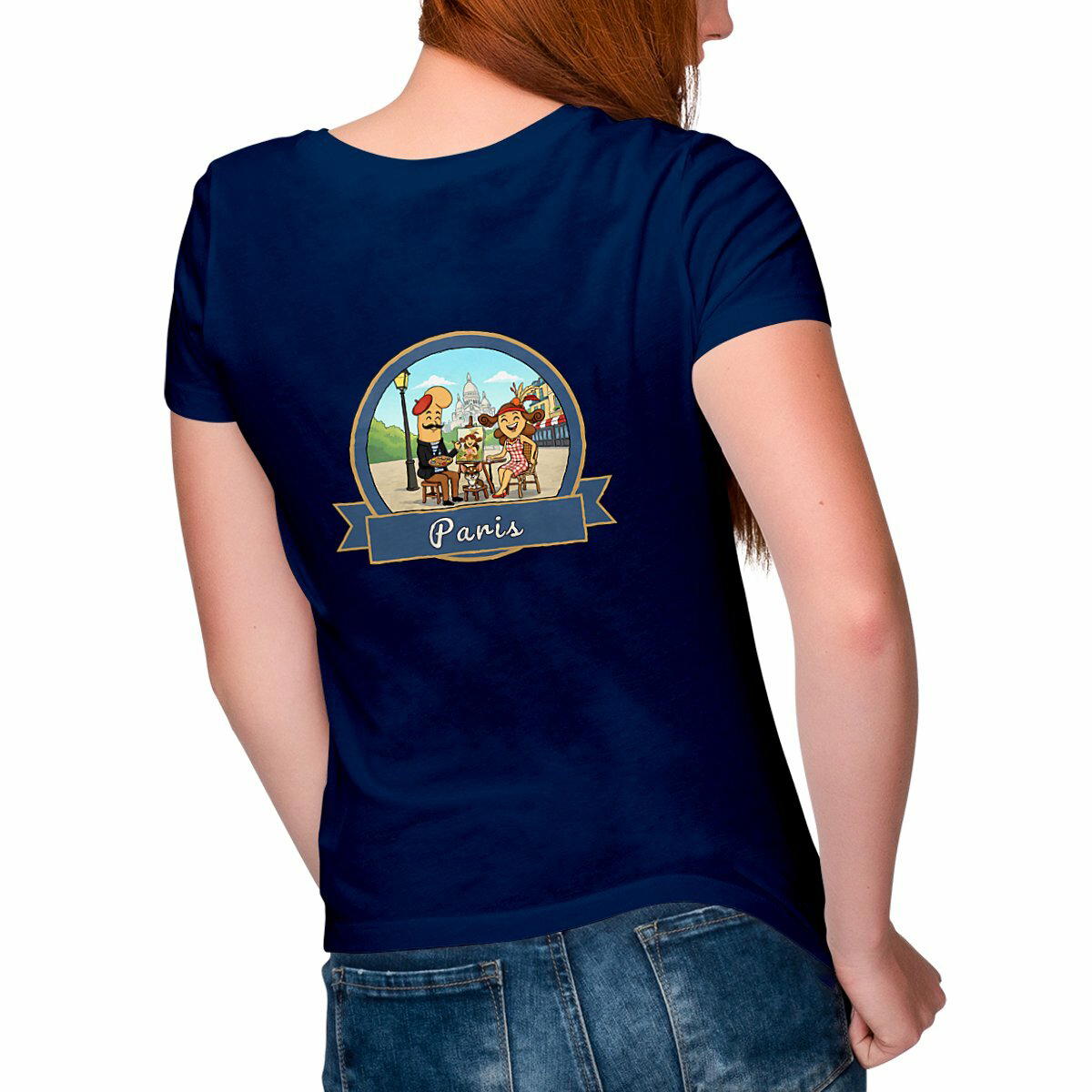 T-shirt Femme Col V "Kékette et Vagina à Paris-Montmartre"