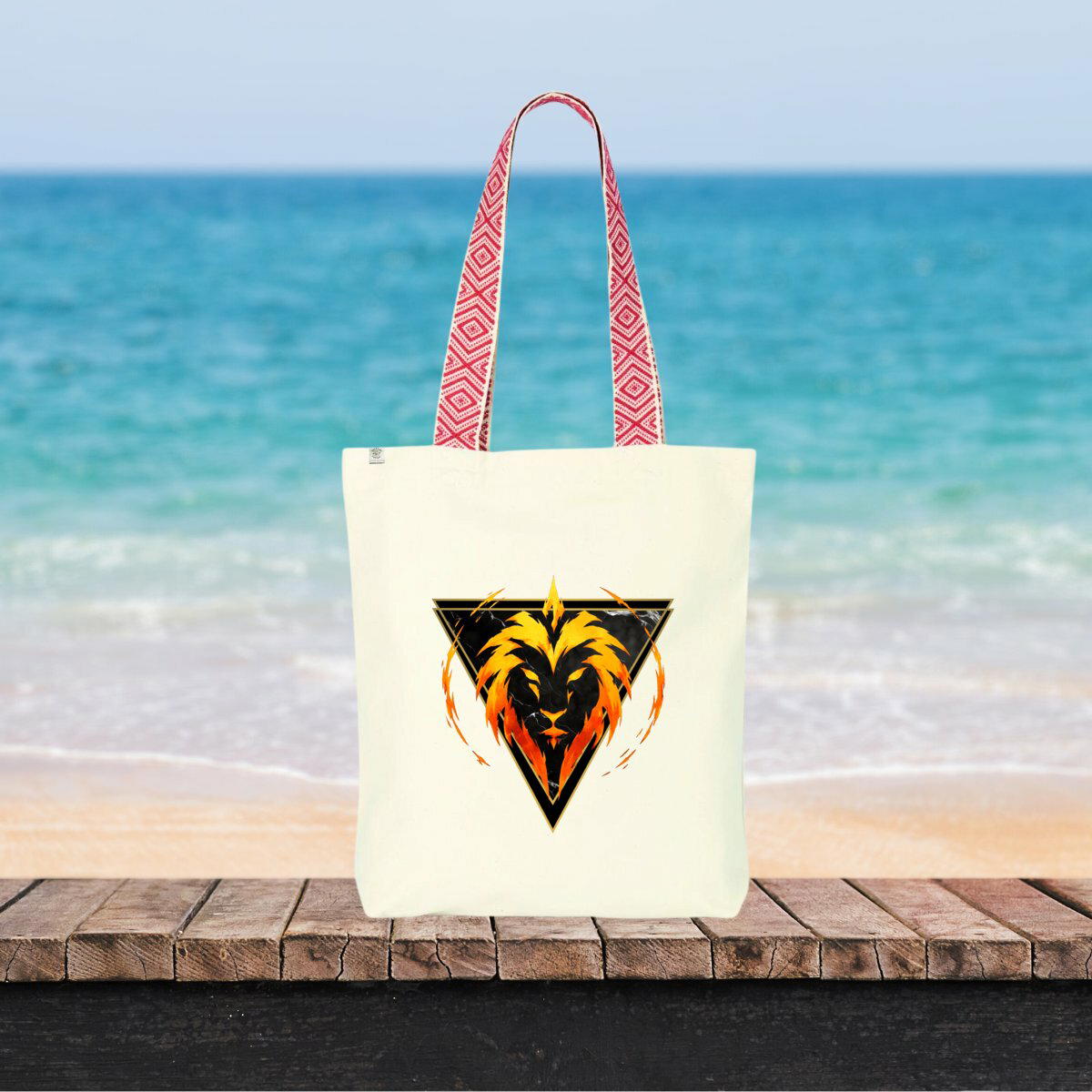 Totebag ethnique : Lion du Zodiaque par Kek-Ina