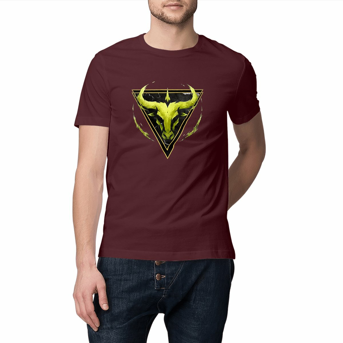 Image front T-shirt Unisexe Classique Taureau Coton Bio - Style Ethnique Élément Terre