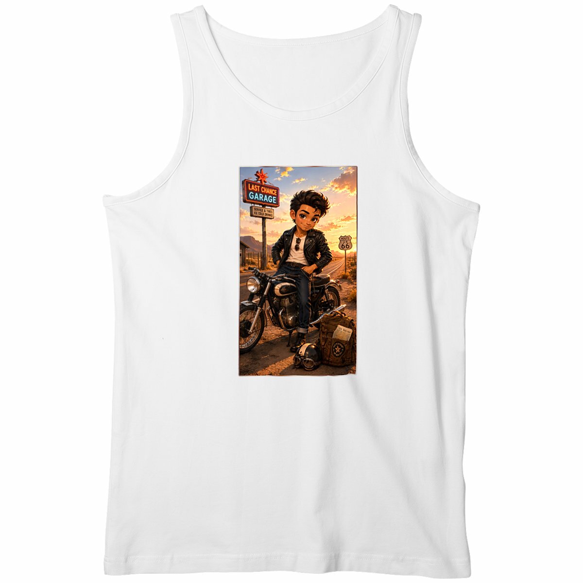 Image front Débardeur Homme Biker Route 66 Steven Moto - Rockachibi