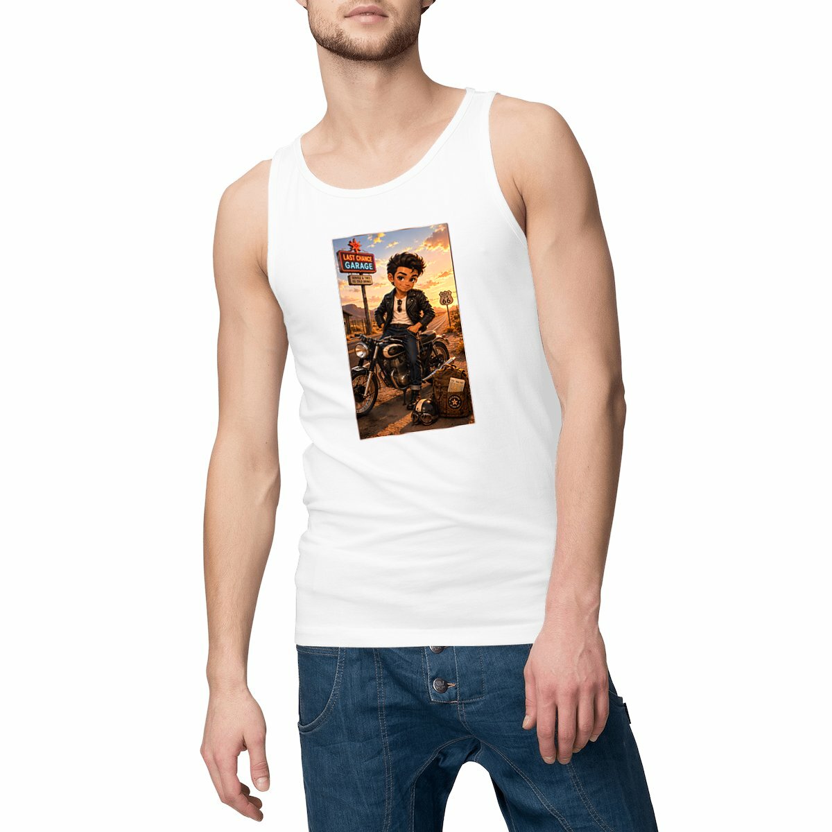 Image front Débardeur Homme Biker Route 66 Steven Moto - Rockachibi