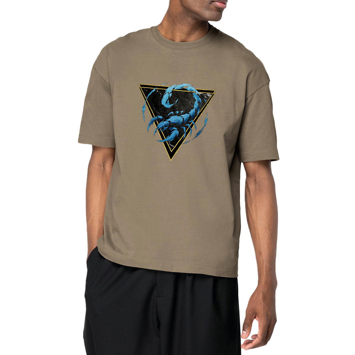 Image front T-shirt Oversized Unisexe Scorpion Coton Bio - Style Ethnique Élément Eau