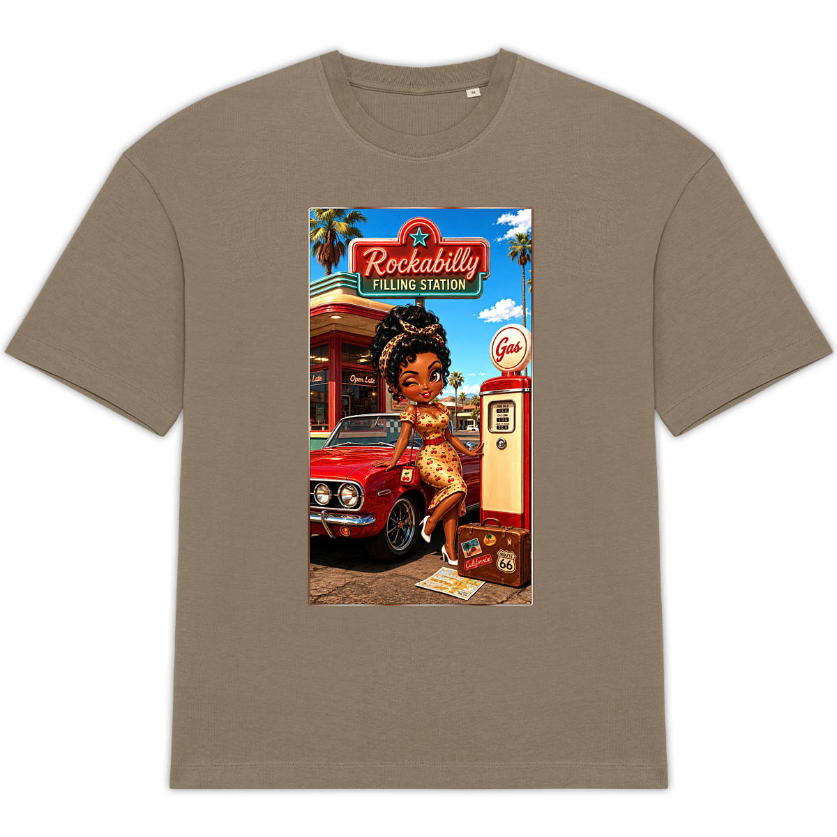Image front T-shirt Oversize Unisexe Vintage Pin-up Gloria - Rockachibi