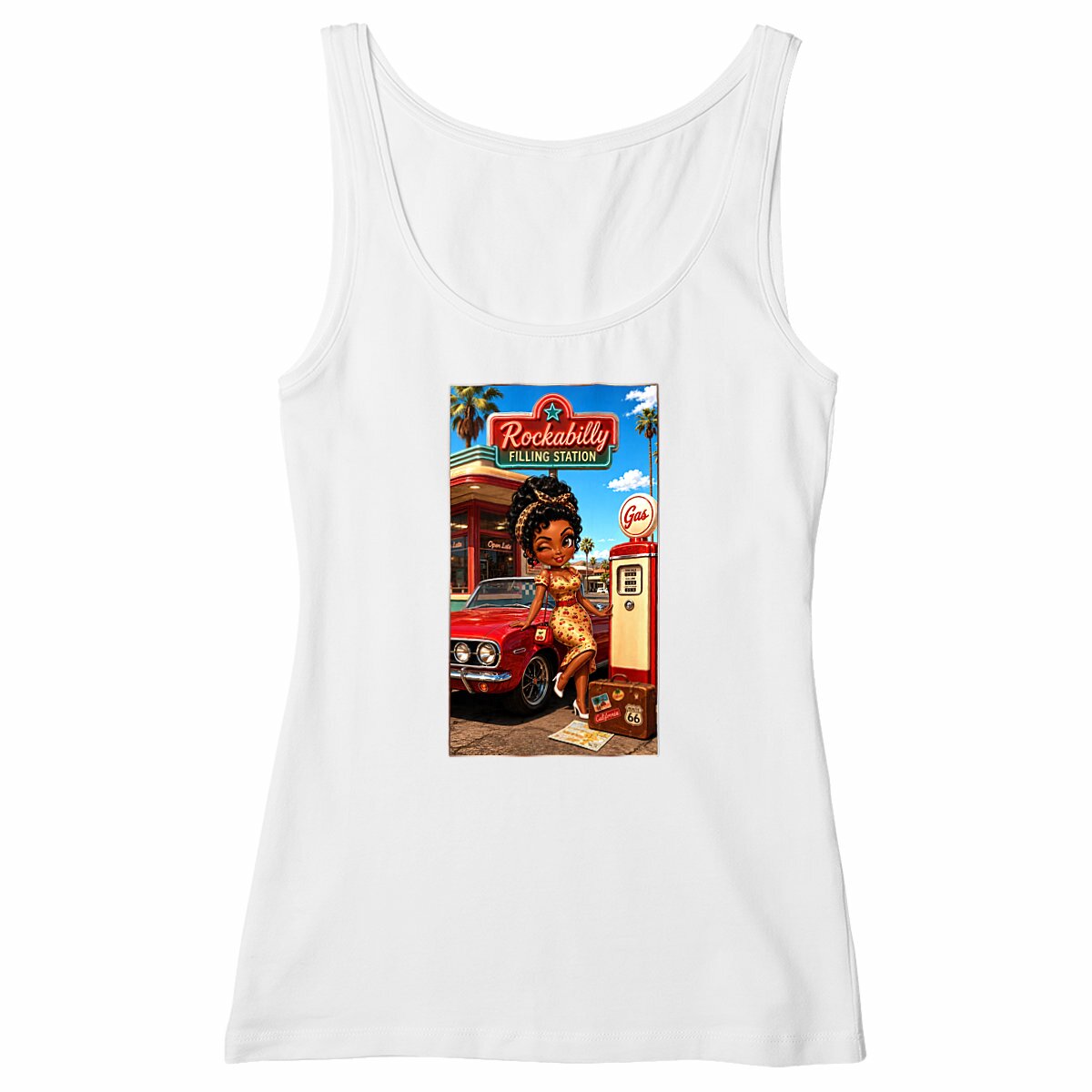 Image front Débardeur cintré Femme Pin-up Rockabilly Gloria - Collection Rockachibi