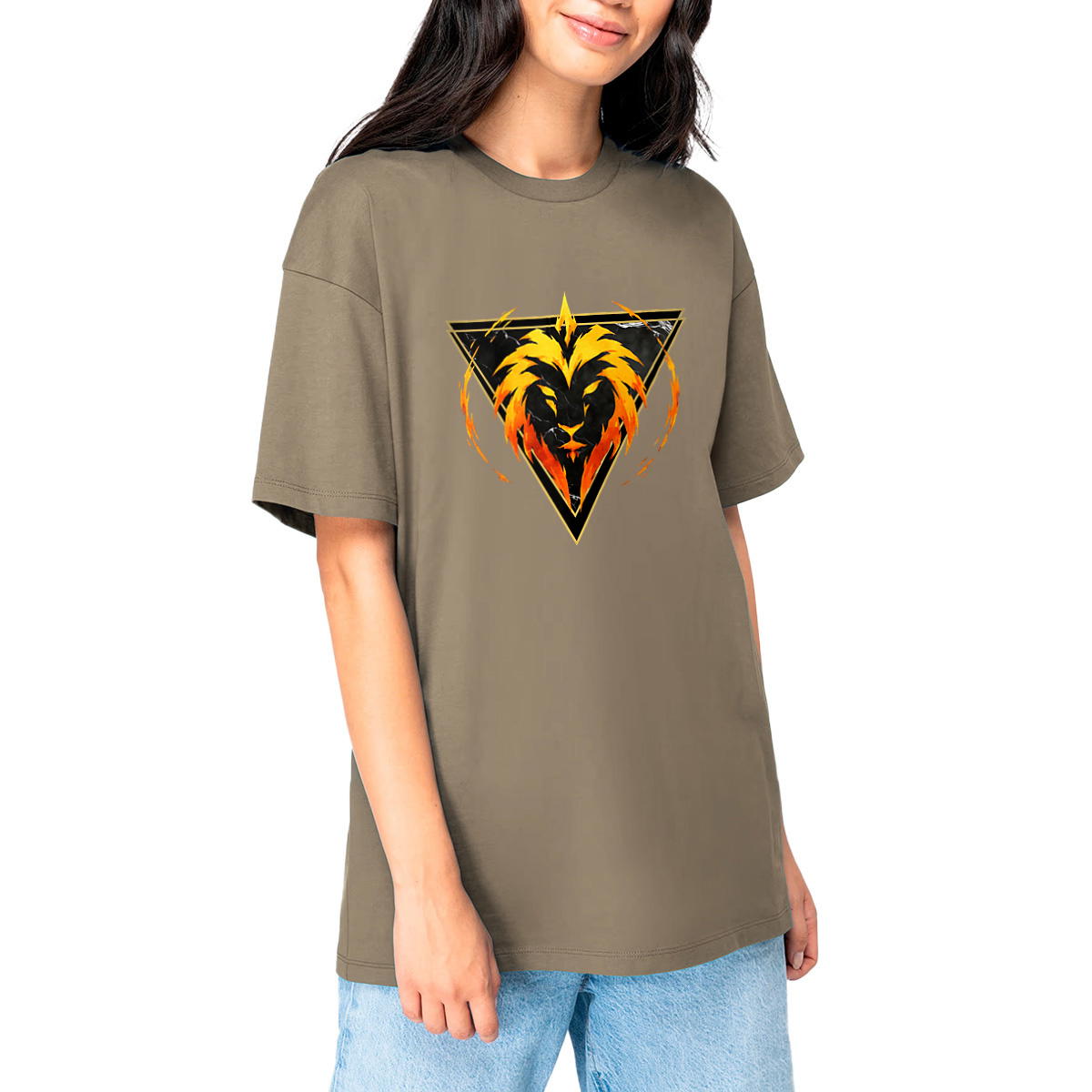 T-shirt Unisexe Oversized Lion du Zodiaque par Kek-Ina