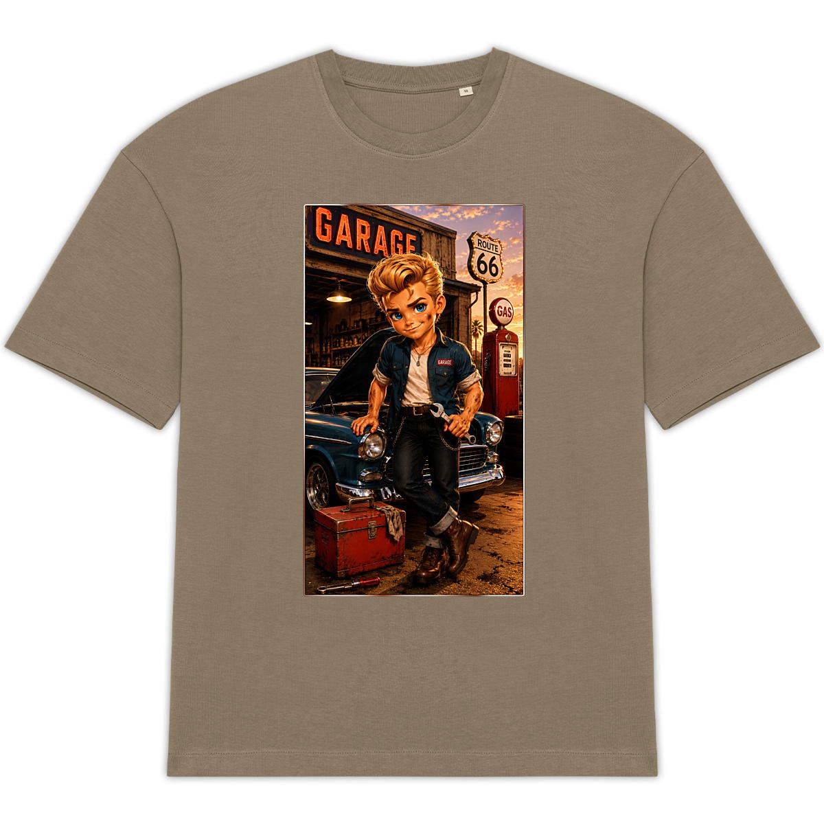 Image front T-shirt Oversize Unisexe Rockabilly Garage Dean - Rockachibi