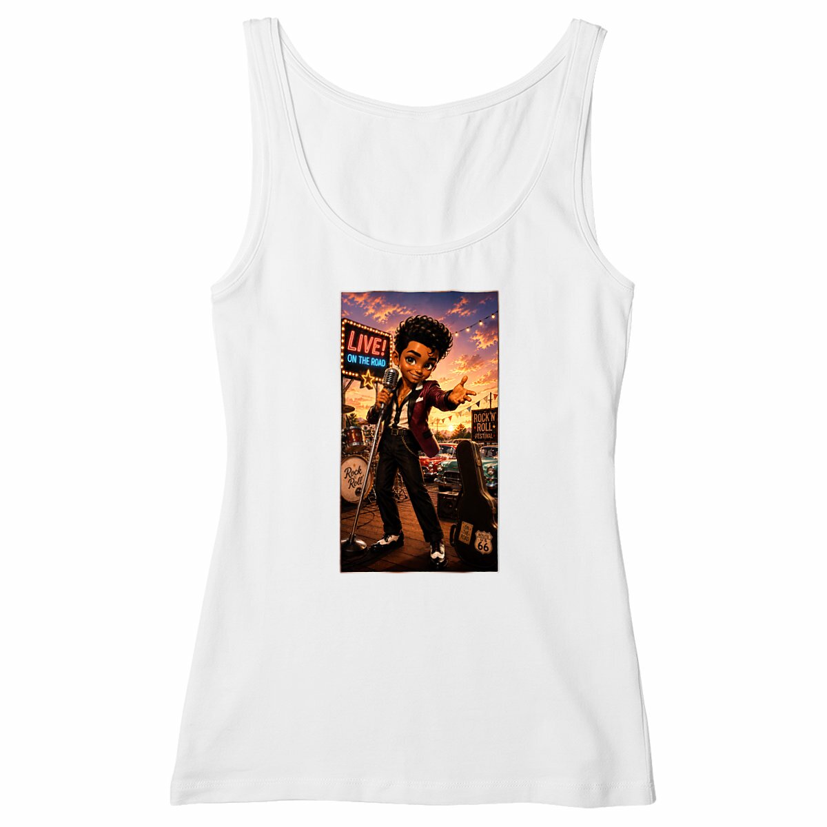 Image front Débardeur cintré Femme Vintage Concert Bobby Musique - Collection Rockachibi