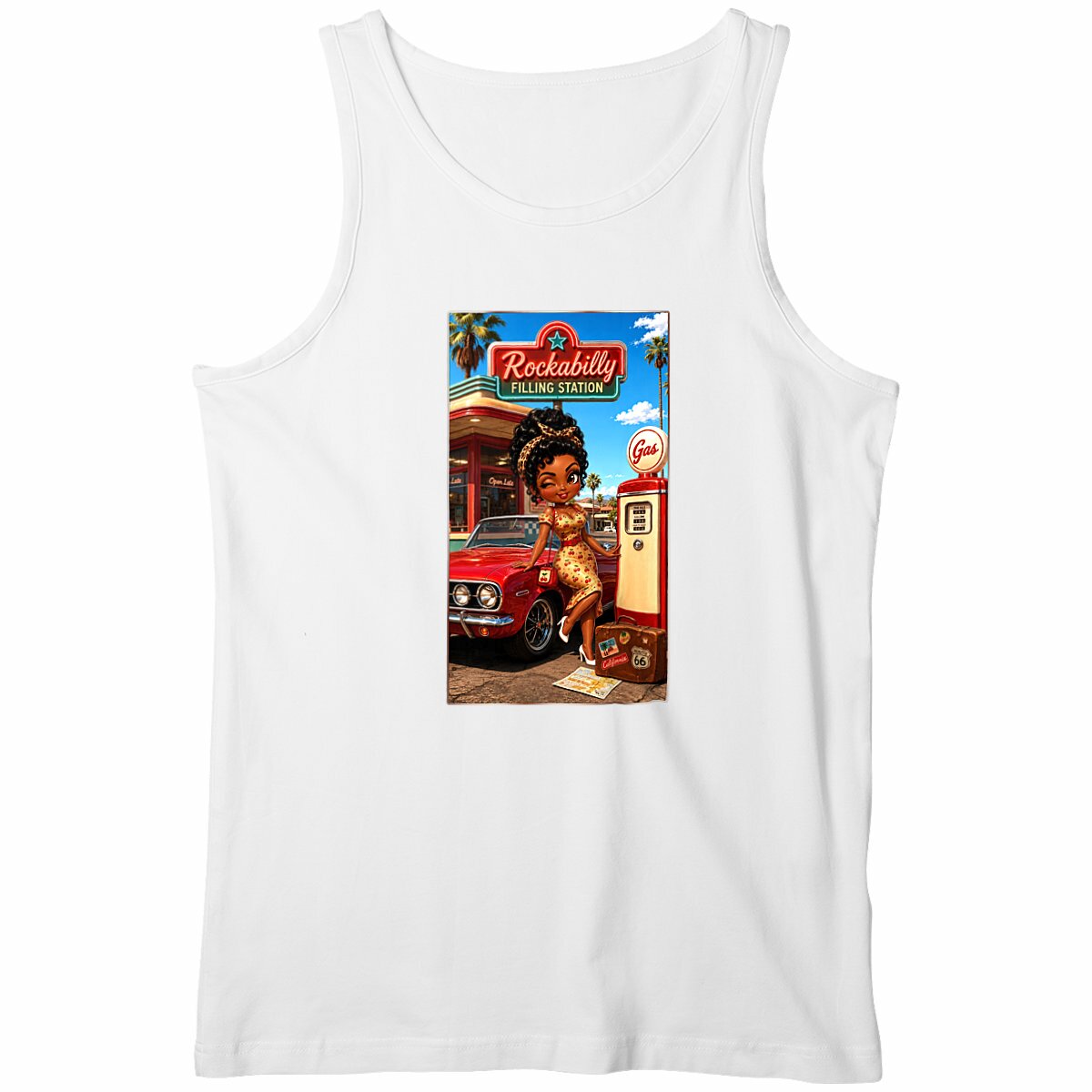 Image front Débardeur Homme Biker Vintage Gloria Route 66 - Rockachibi