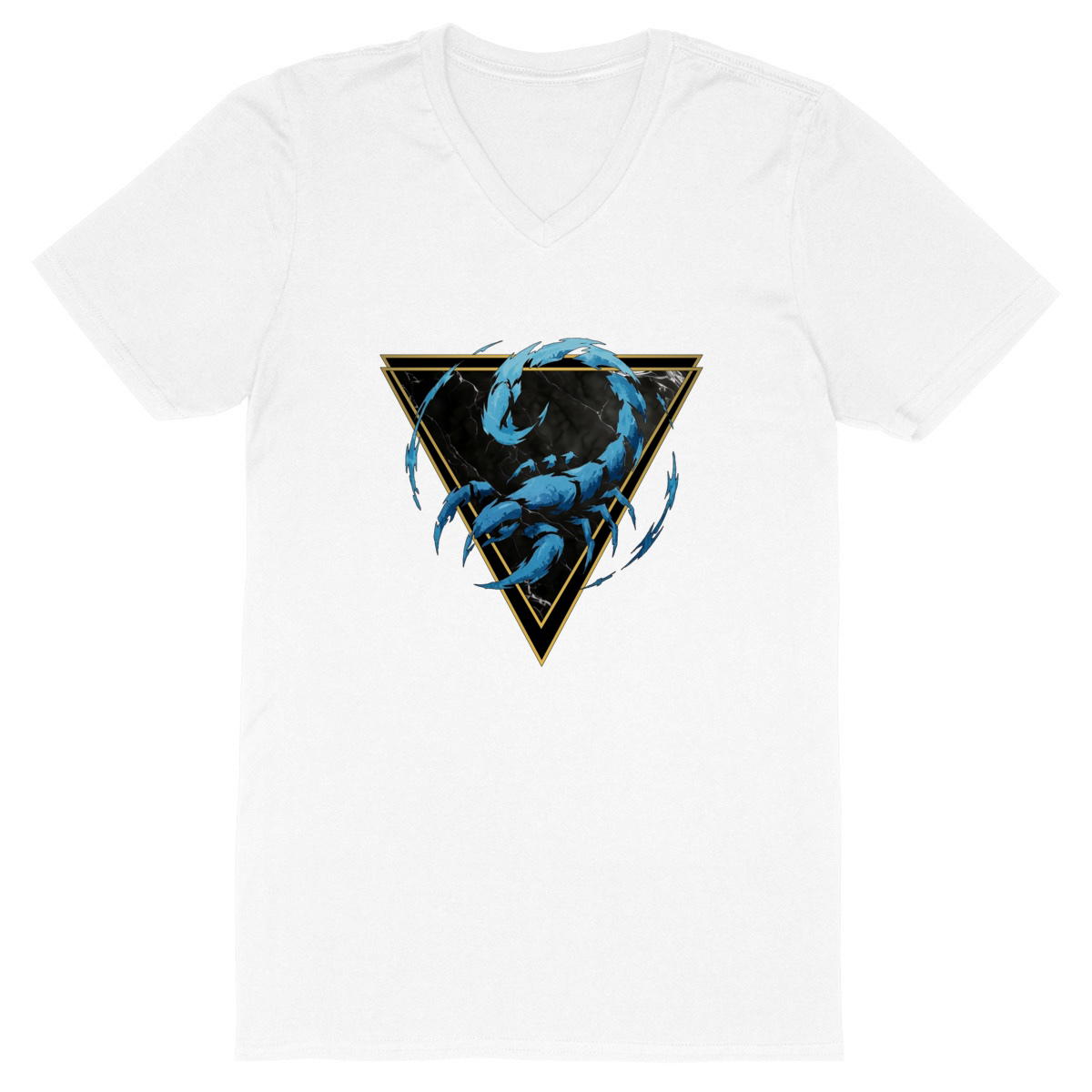 Image front T-shirt Col V Homme Scorpion Coton Bio - Style Ethnique Élément Eau