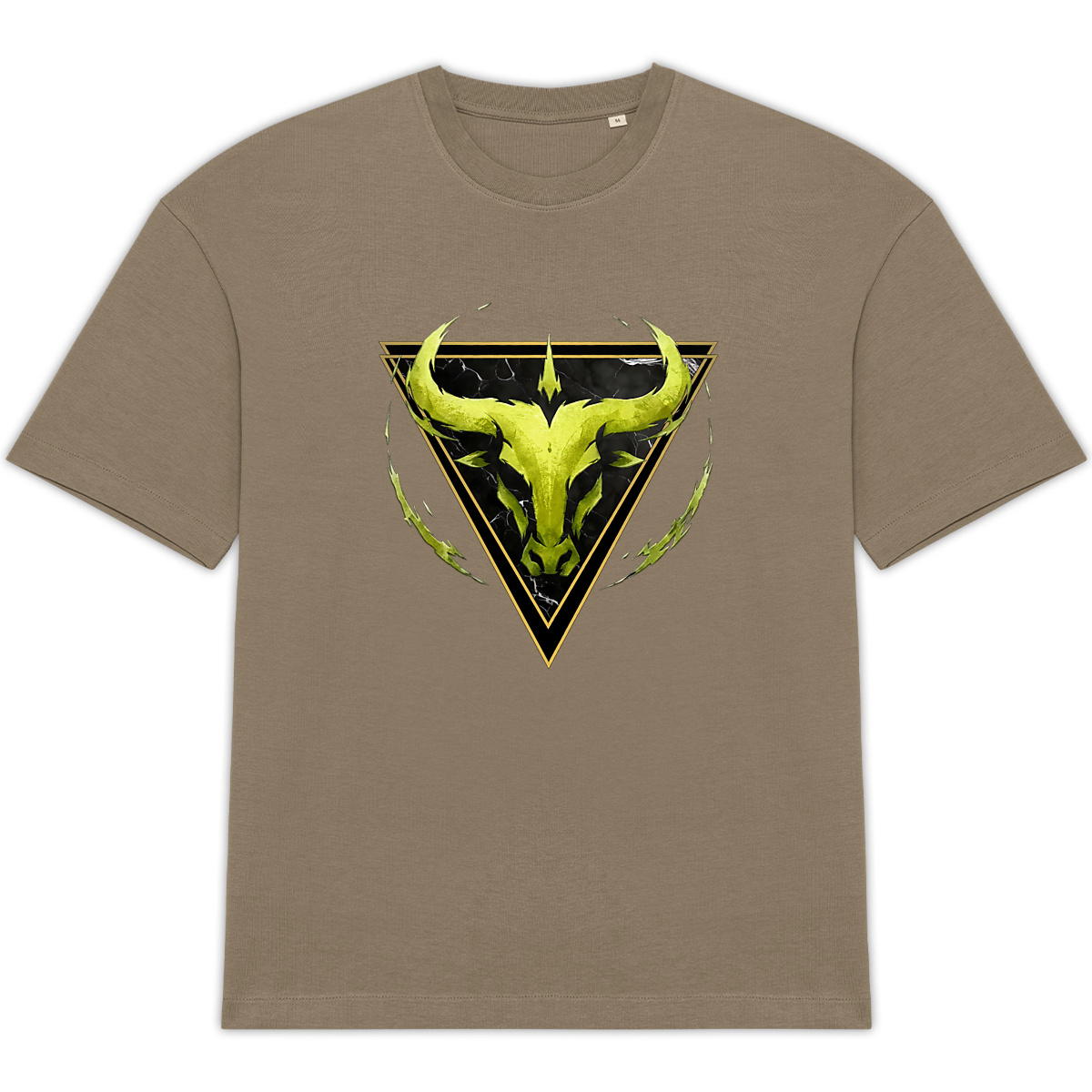 Image front T-shirt Oversized Unisexe Taureau Coton Bio - Style Ethnique Élément Terre