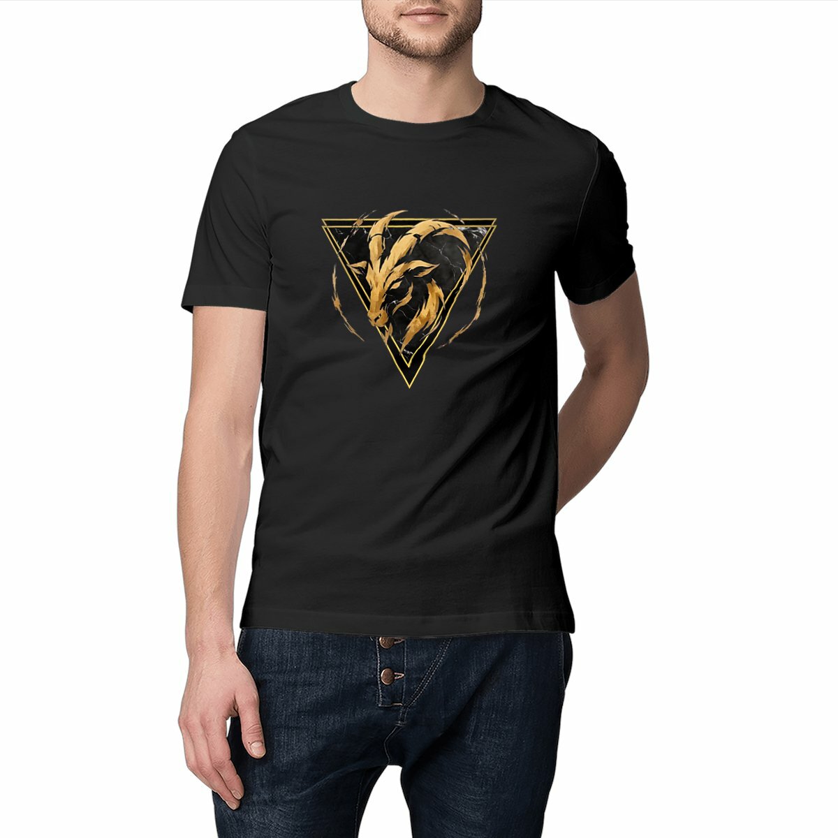 Image front Débardeur Homme Capricorne en Coton Bio - Haut Style Ethnique Élément Terre