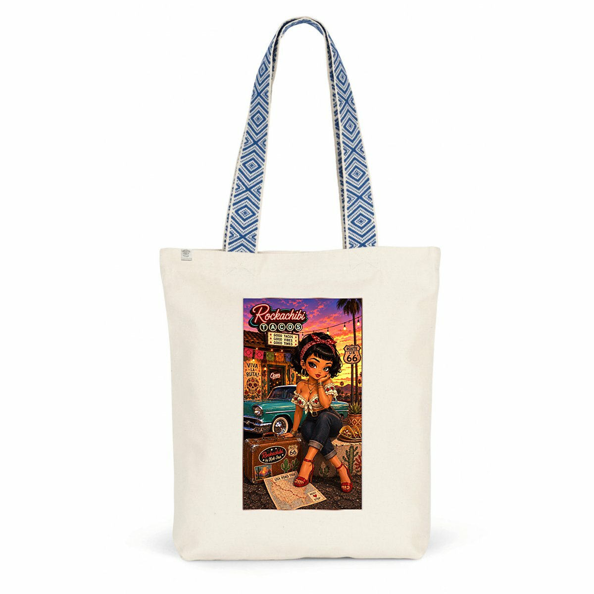 Image front Tote Bag Vintage Pin-up Pénélopé Viva La Ruta - Rockachibi